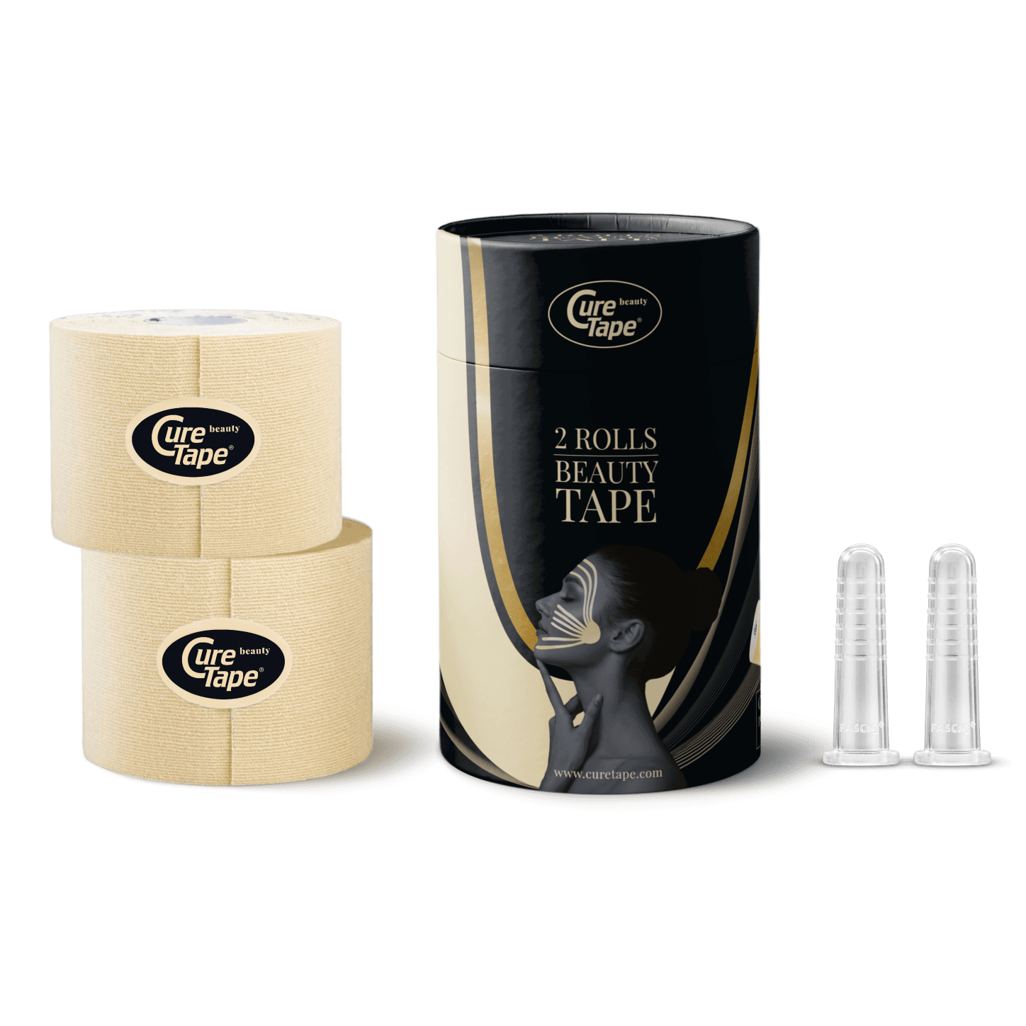CureTape® Beauty Face Tape Tube: 2 rollen + Gezichtscups